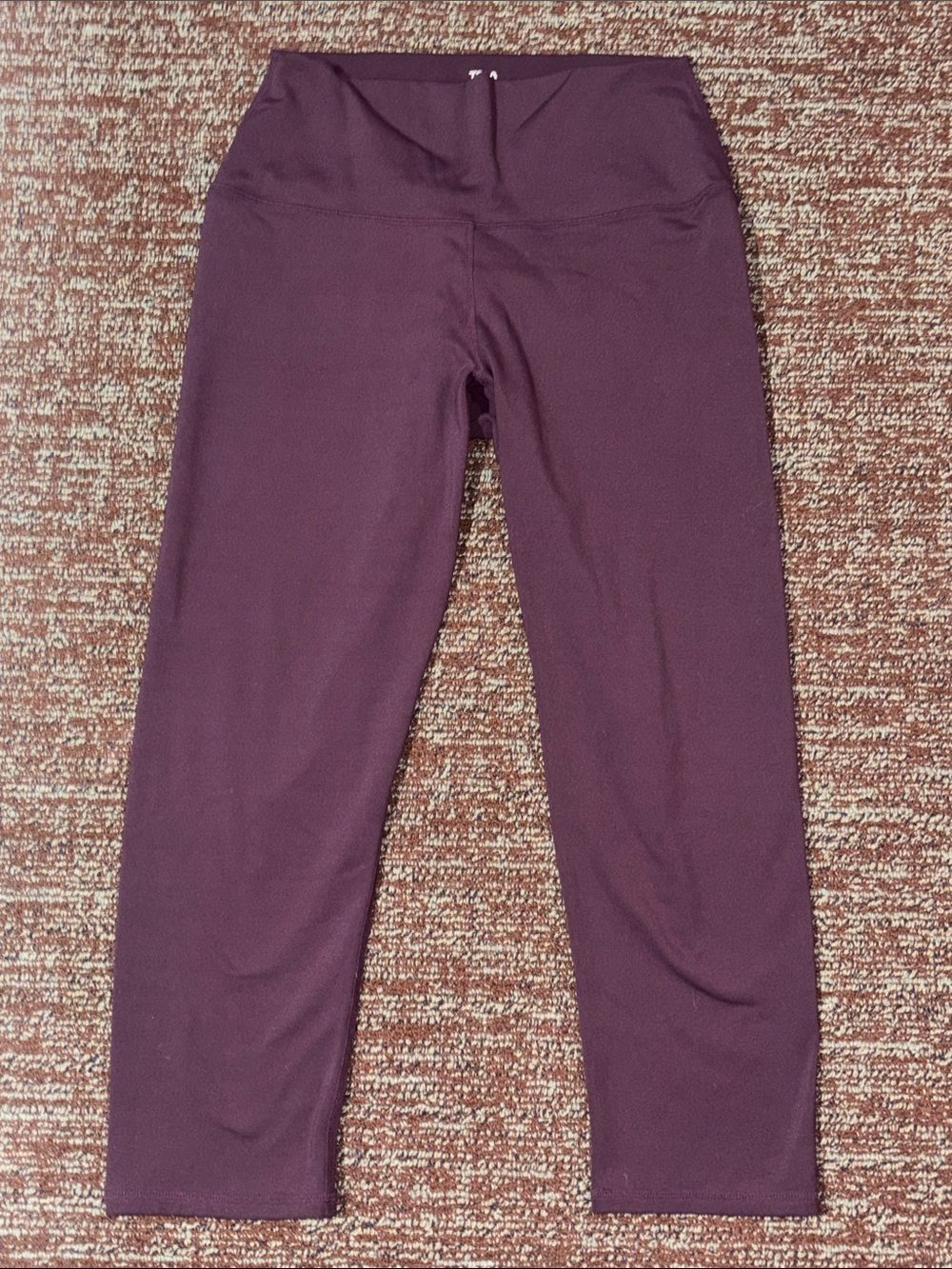 TSLA burgundy legging cropped Athleisure pant gym workout active stretch thick M